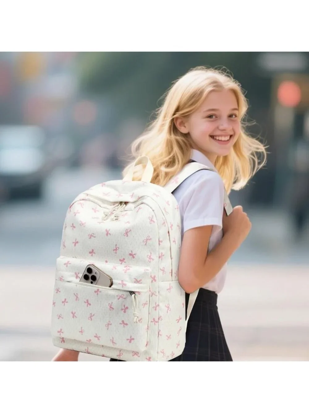 Stylish Corduroy School Backpack for Teen Girls | Laptop & Travel Daypack